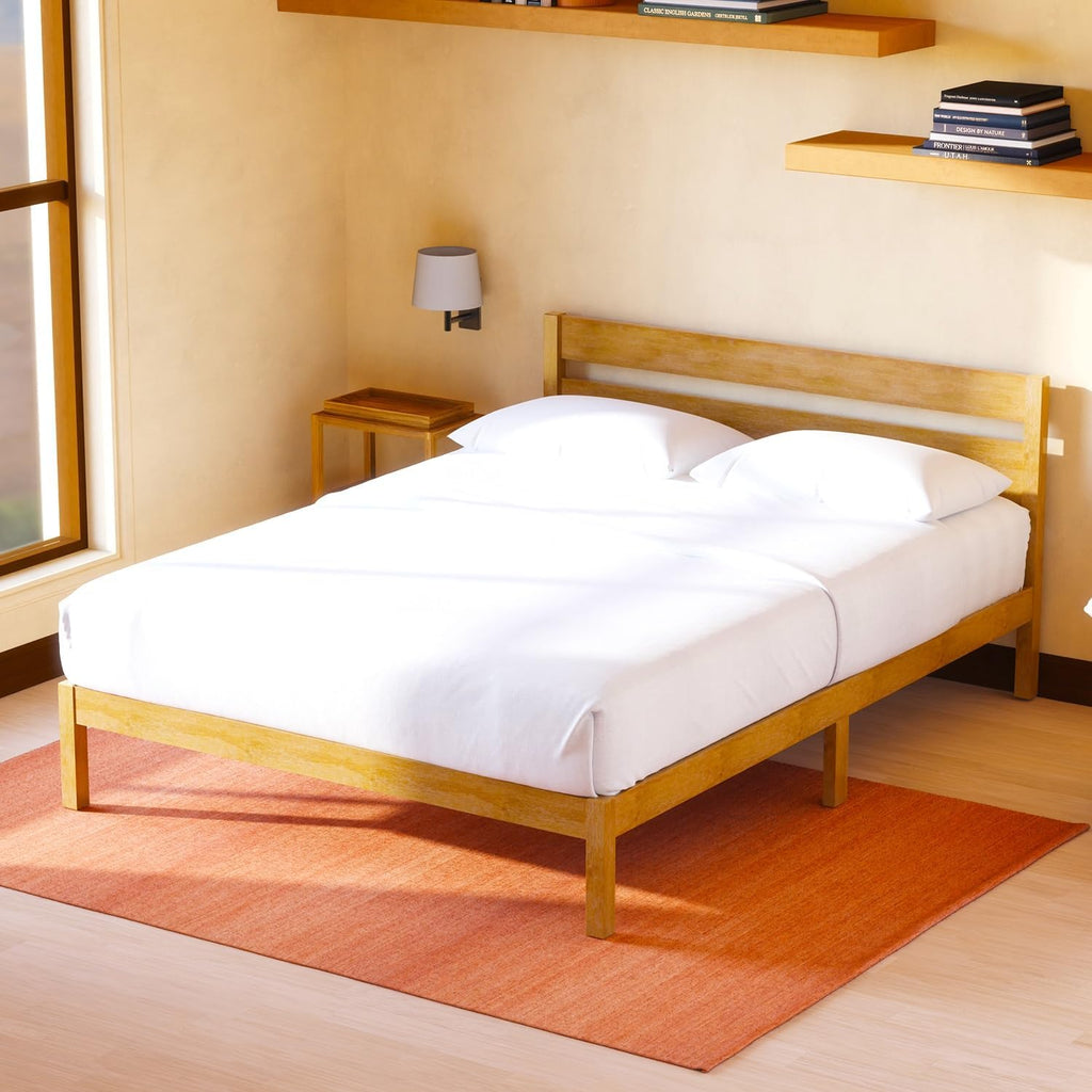 LIFEMENT King Classic Wood Platform Bed Frame, Headboard, Essential, Noise Free, Under Bed Storage, No Box Spring Needed, Easy Assembly