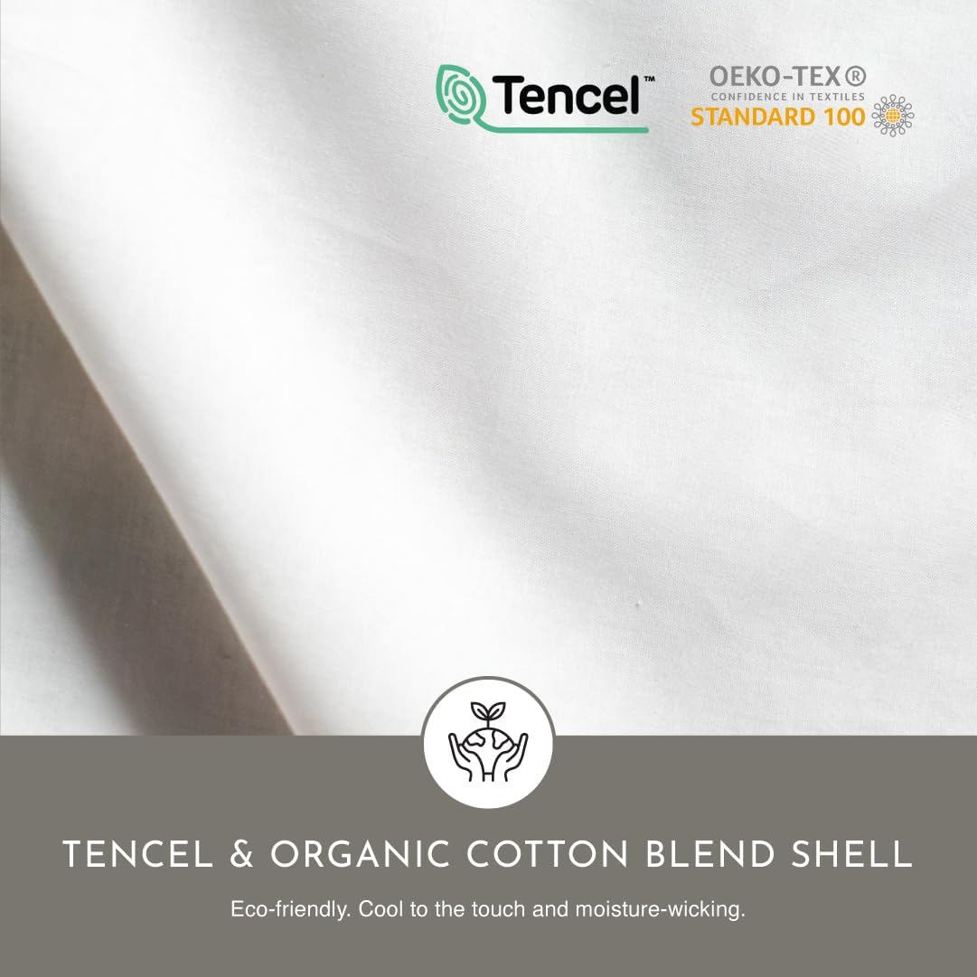Highland Feather Summer Lightweight Airy White Goose Down Comforter with 300 Thread Count Tencel Organic Cotton Shell Luxurious Soft Duvet Insert Manufactured in Canada (950 Loft, Queen)