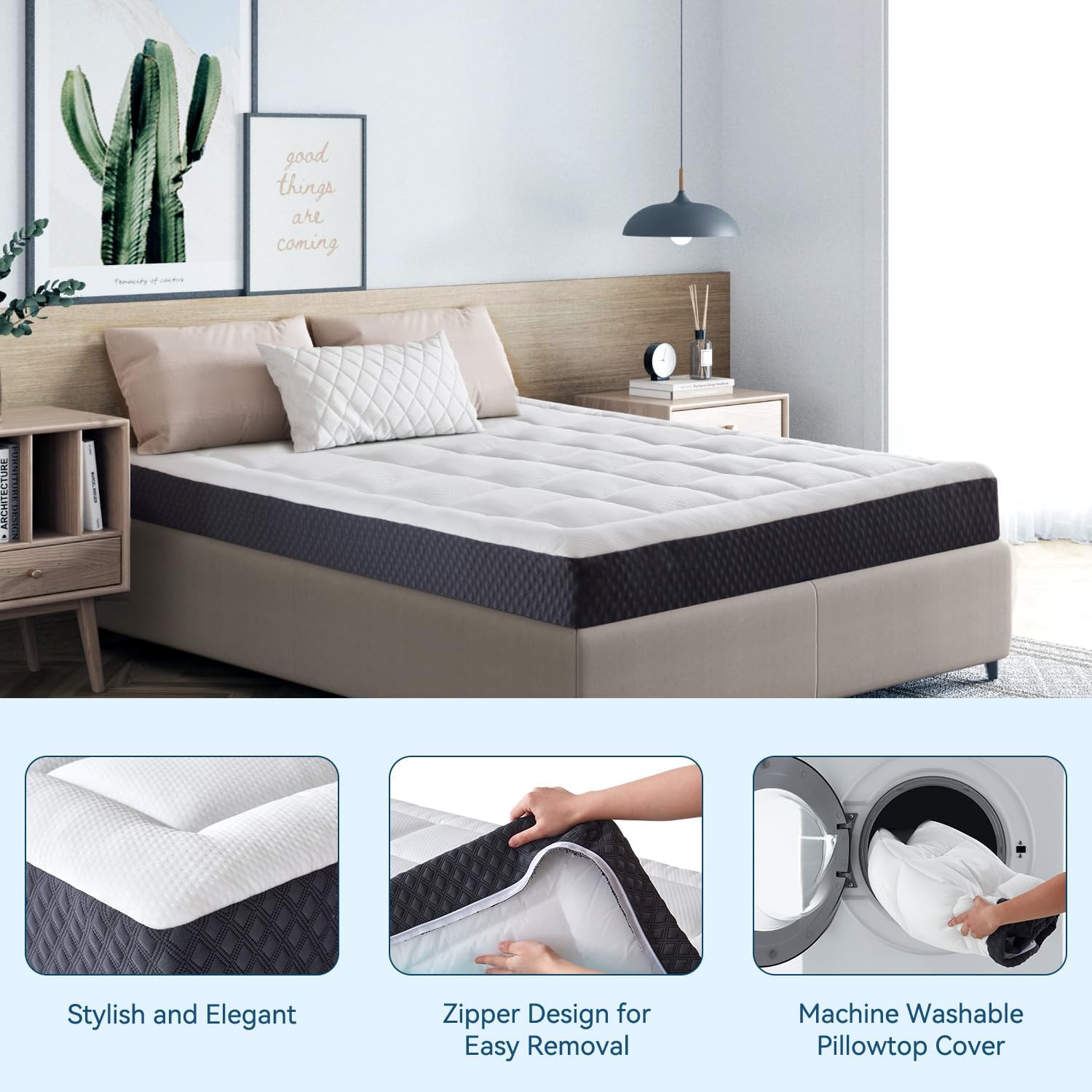 ONENICE 10 Inch Queen Mattress in a Box, Breathable Gel-Memory Foam Plus Pillowtop Mattress for Pressure Relief, CertiPUR-US Certified Bed in a Box, Fiberglass-Free