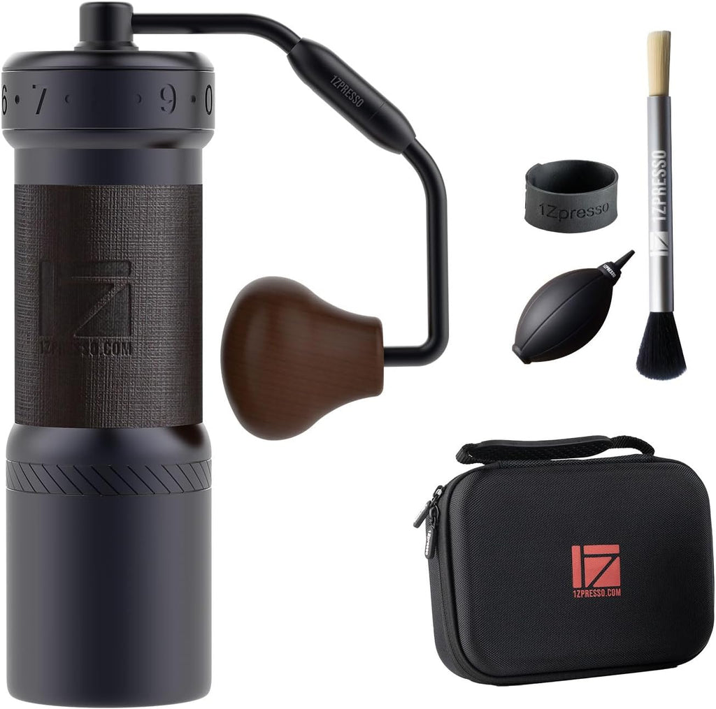 1Zpresso K-Ultra Manual Coffee Grinder Iron Gray with Carrying Case, Assembly Consistency Grind Stainless Steel Conical Burr, Foldable Handle, Numerical External Adjustable Setting, All-Round Grinder