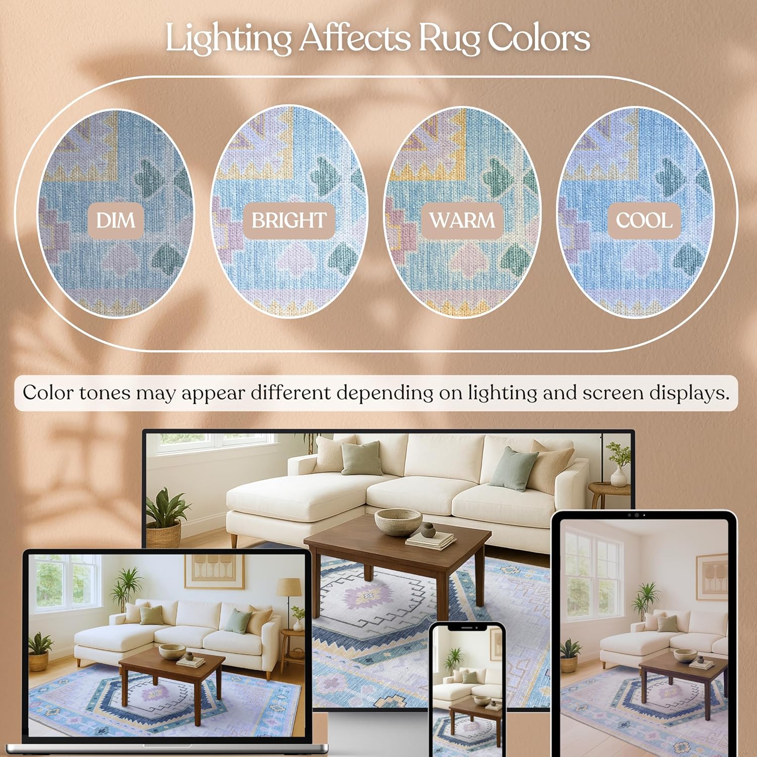 Fame Living Washable Area Rug. Modern Farmhouse. Vintage. Turkish. Bohemian. Distressed. Oriental. Traditional. Rugs for Living Room. Dining. Bedroom. Office. Entryway. Foyer. (856PBl, 9'5" x 14')