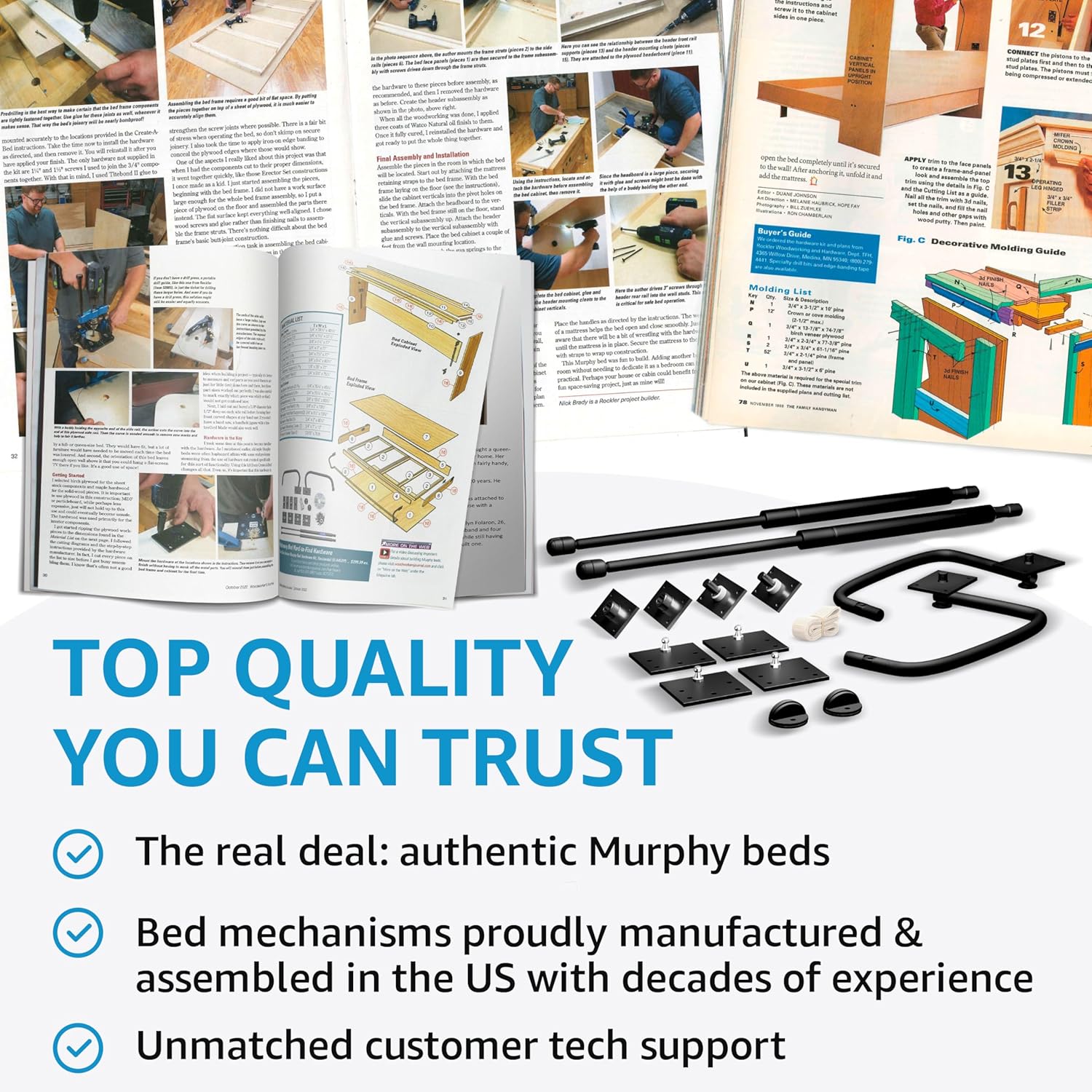 Create-A-Bed Adjustable Queen Size Deluxe Murphy Bed Kit, Horizontal