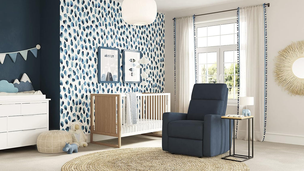 Nurture& The Glider Premium Power Recliner Nursery Glider Chair with Adjustable Head Support | Designed with a Thoughtful Combination of Function and Comfort | Built-in USB Charger (Navy)