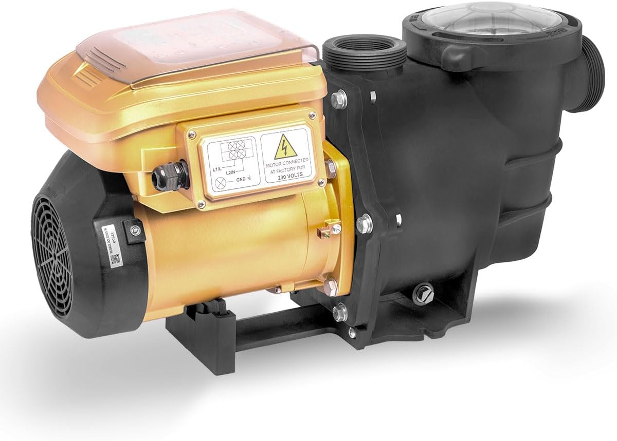 XtremepowerUS 1.5HP High Flow Variable Speed Pool Pump Intelligent Control Panel Swimming Pool Pump Inground w/ 2" Inch Fitting Adapter  230V