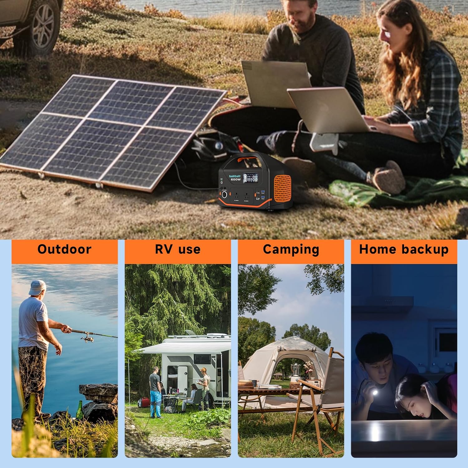 Portable Power Station 600W 293Wh Camping Lithium Battery  Portable Generator for Home Use Emergency Power Station Backup Travel Outdoor 100W PD & 120V Pure Sine Wave AC Outlet