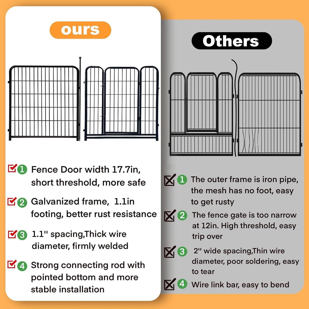Tall Garden Fence with Gate 48 in(H)×27 in(L) 12 Panels Total 26.6 Ft(L)  Garden Fencing to Keep Dogs Out  Heavy Duty Iron Metal Animal Barrier Fence  Flower Bed Fencing