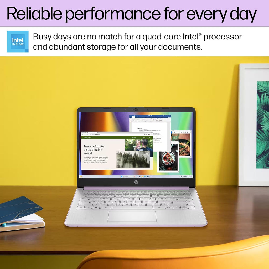HP 14 Laptop Student Business 2025 Flagship Computer  AI Copilot  4-Core 13th Gen Intel CPU  16GB RAM 628GB Storage (128GB UFS+500GB Ext) 1-Yr Office 365 Long Battery HubxcelAccessory Win 11S Lavender