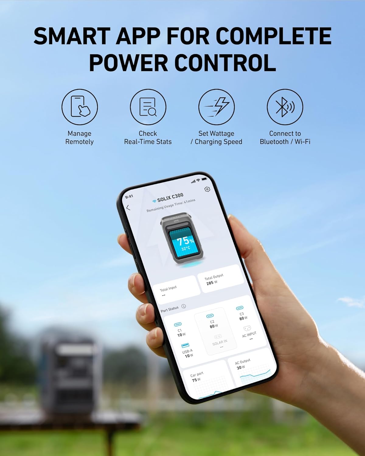 Anker Portable Power Station SOLIX C300  288Wh LiFePO4 Battery  300W (600W Surge) Solar Generator  140W Two-Way Fast Charging  for Outdoor Camping  Traveling  and Emergencies (Solar Panel Optional)