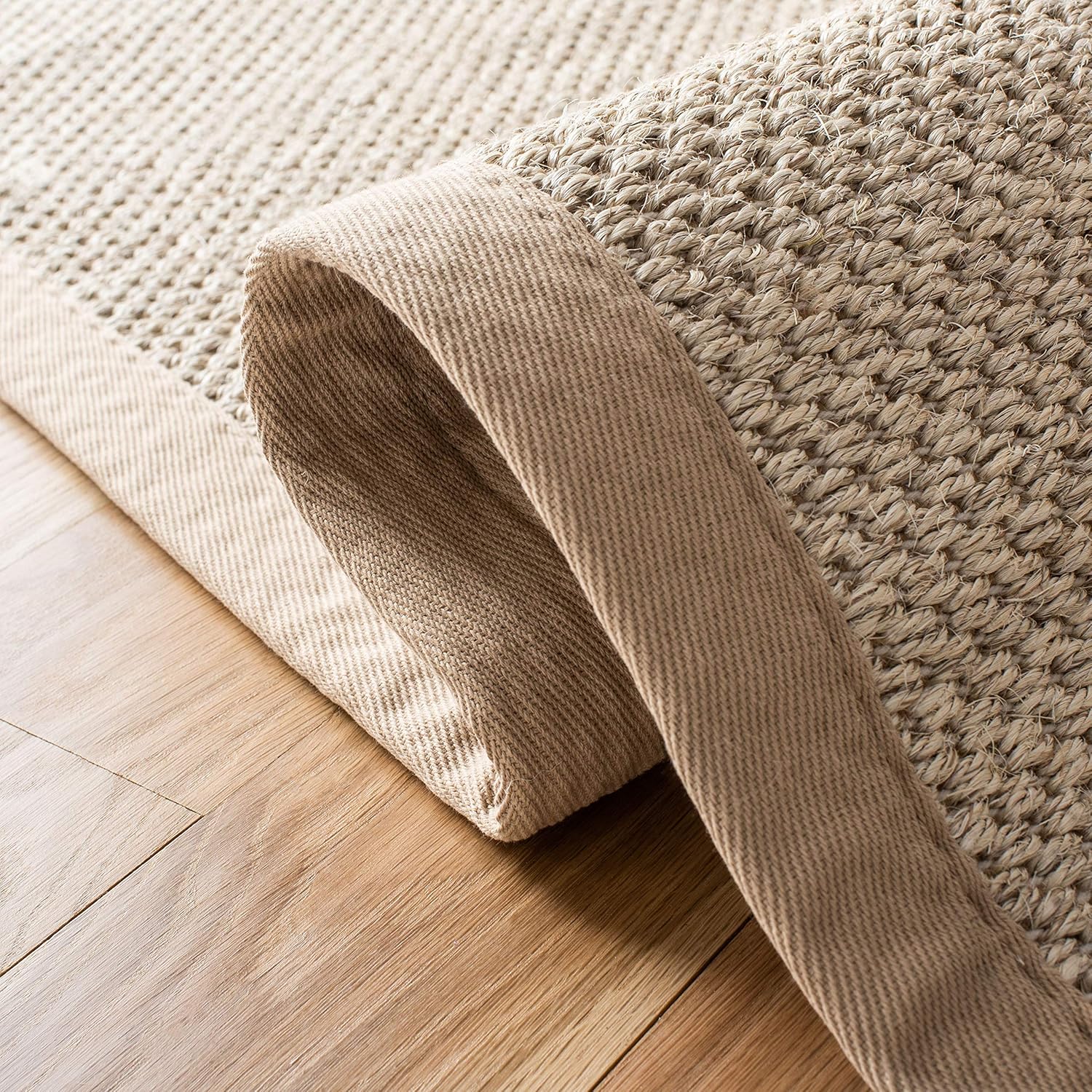 SAFAVIEH Area Rug 9x12 - Natural Fiber Collection - Large - Marble & Linen Color, Sisal, Woven Design with Border (NF143B)