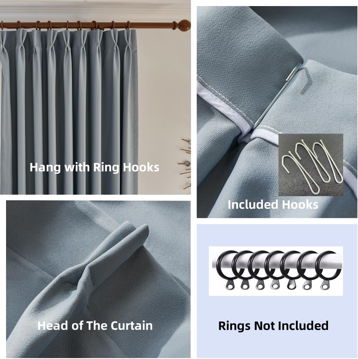 White Colour Linen Curtain Panels with Embroidered Trim Design, Pinch Pleat Curtains, Semi-Sheer Curtains for Sliding Patio Doors Bedroom (2 Panels) (50W x 108L)