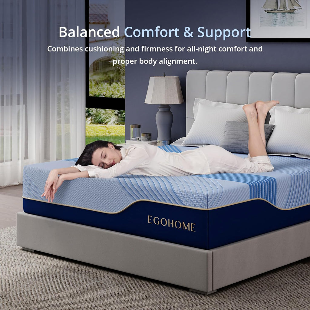 EGOHOME 14 Inch King Size Mattress in a Box, Copper Gel Memory Foam for Cool Sleep, Fiberglass-Free, Pressure Relieving, Medium Firm, CertiPUR-US Certified, 80''L x 76''W