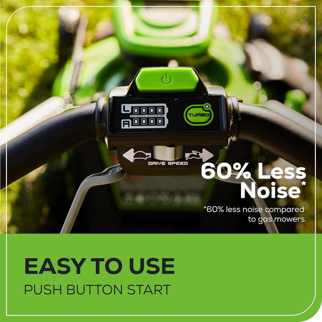 Greenworks 60V 21" Self-Propelled Cordless Lawn Mower  Brushless Motor  LED Lights  Includes 2X 4.0Ah Batteries & Rapid Dual-Port Charger(75+ Tool Compatibility  45Min Runtime)