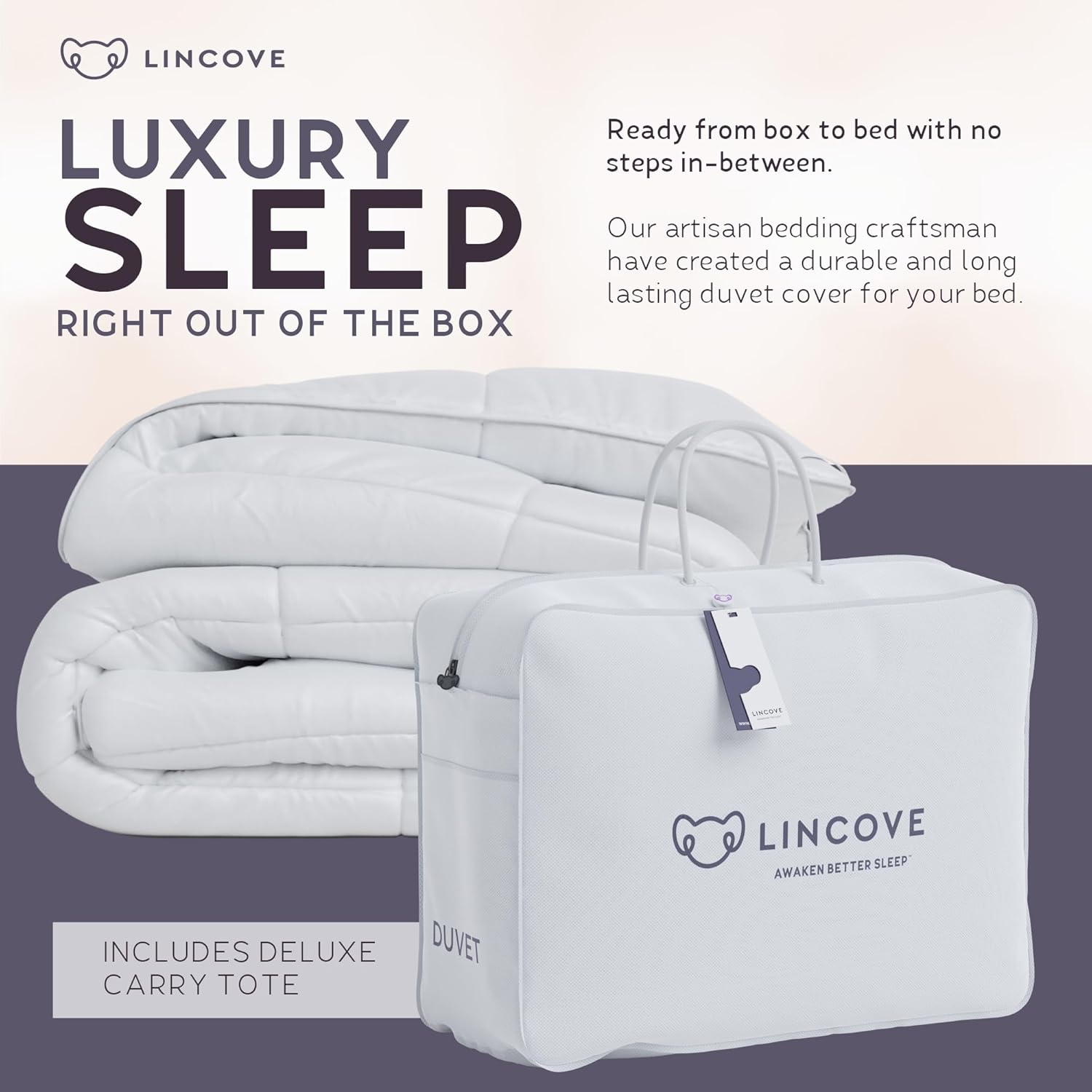 Lincove Canadian Down Comforter – Extremely Soft and Lightweight Duvet Insert – Corner Loops in Each Corner, 600 Thread Count - 100% Cotton Sateen Shell, Twin