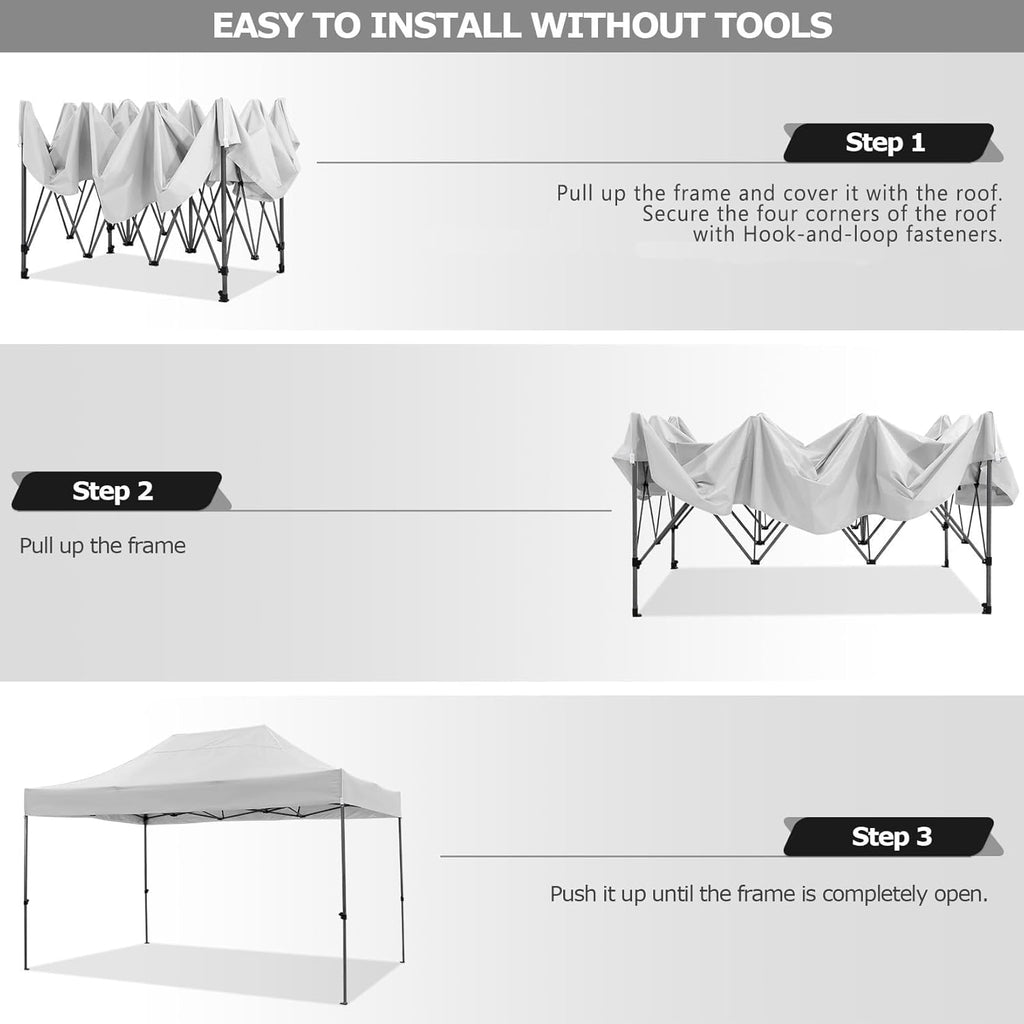 COBIZI 10x15 Pop up Canopy Tent 10x15 Canopy with 4 Sidewalls Waterproof Heavy Duty Commercial Canopy for Parties Outdoor Garden Gazebo Tent  Carry Bag(10x15ft  White)