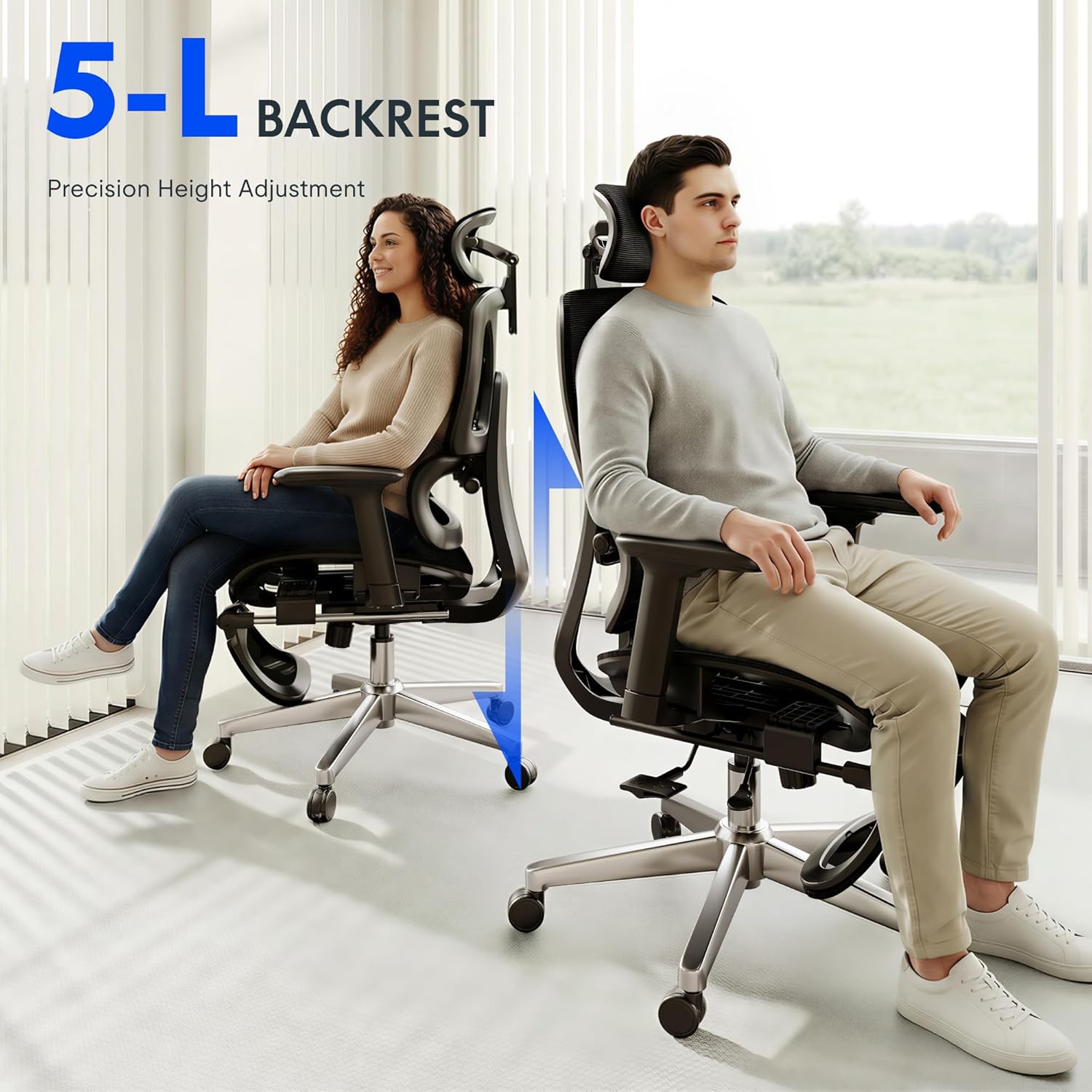 FLEXISPOT ErgoX Premium Ergonomic Office Chair with Footrest- Adjustable 3D Armrests, Dynamic Lumbar Support, Recline & Tilt Function, Mesh Seat, for Home & Office Use,Black
