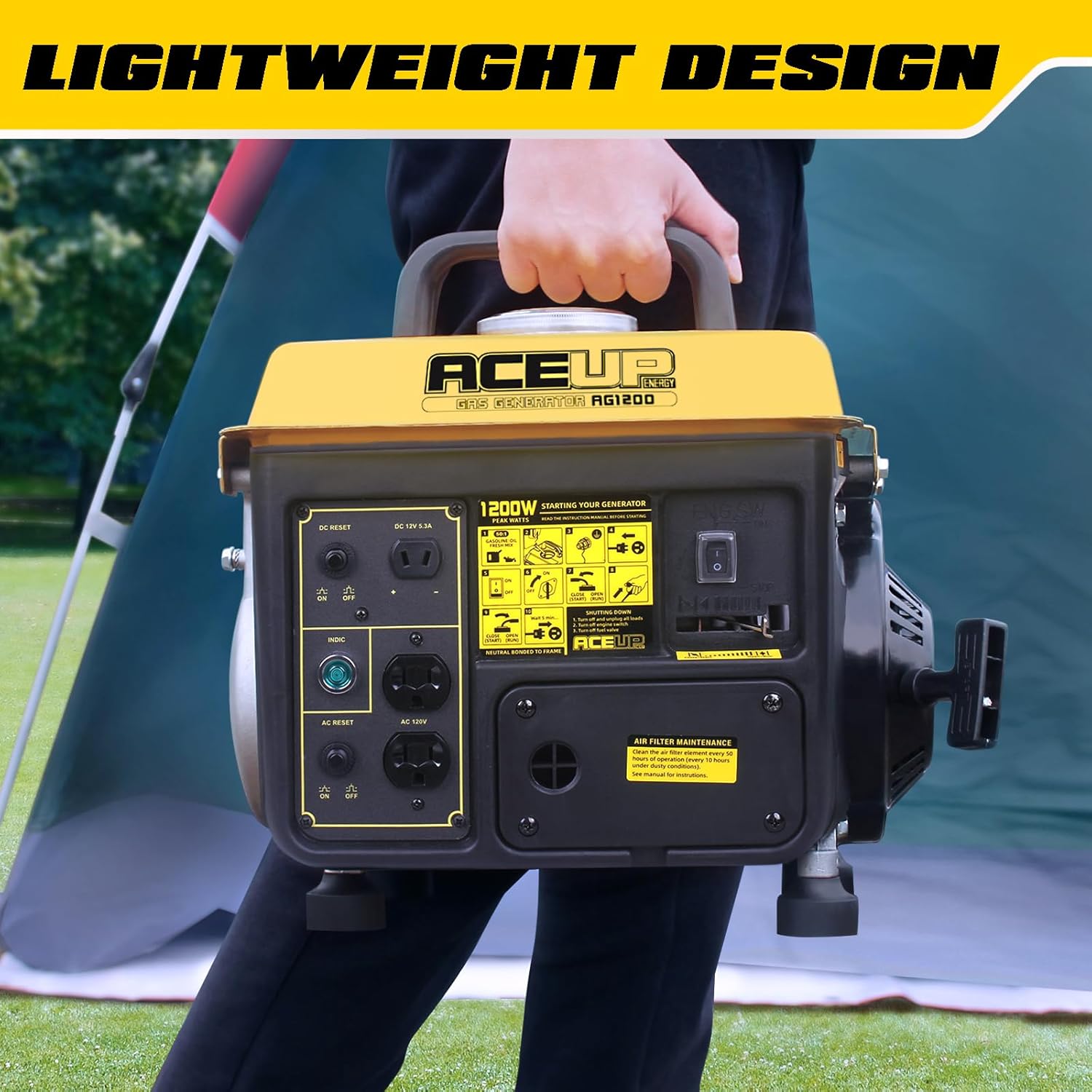 Aceup Energy 1 200W Gas Powered Generator  Small Portable Generator for Home Use Ultralight  EPA & CARB Compliant