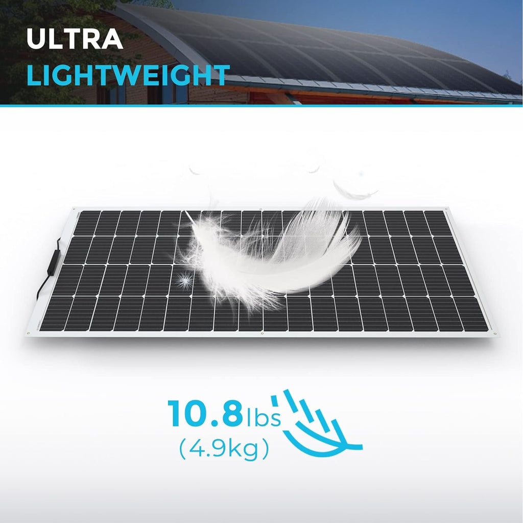 Renogy Solar Panels 200 Watt 12V  Flexible Solar Panel 200W 22% High-Efficiency  240° Ultra Lightweight Solar Panels for Marine RV Cabin Van Car Boat Camping Curve Surfaces