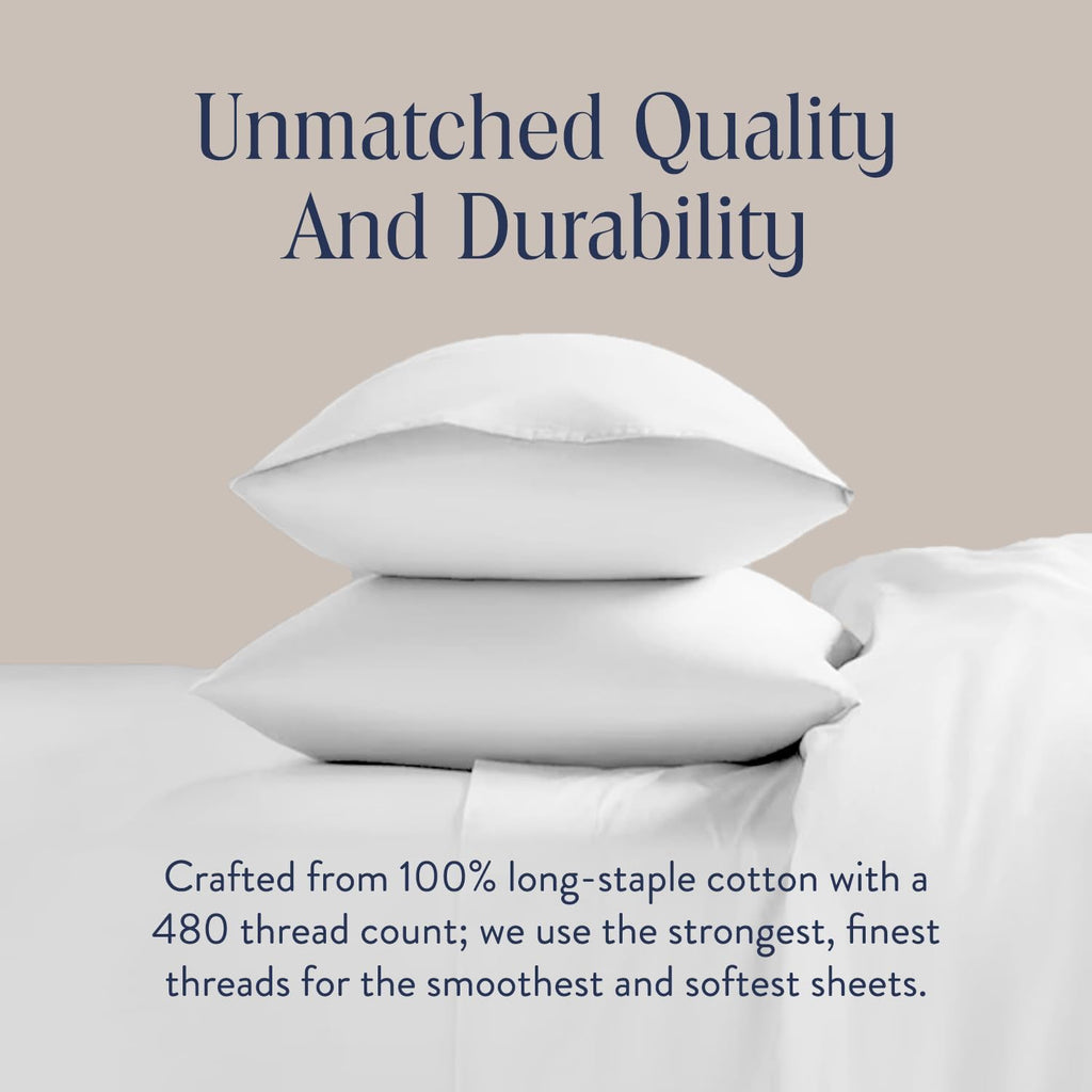Brooklinen Luxury Sateen Duvet Cover Set - King/California King Size in White - Includes 1 Duvet Cover and 2 Pillowcases - 100% Cotton, 480 Thread Count